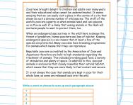 Reading comprehension: An argument for zoos Reading comprehension: An argument for zoos