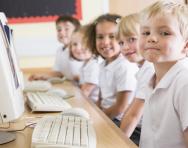 Primary-school children using computers