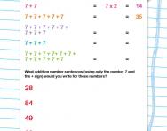 7 times table as repeated addition worksheet