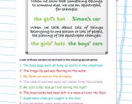 Apostrophes for singular and plural possession worksheet