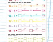Bridging through 10: subtraction worksheet