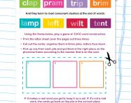Building CCVCC words with a frame worksheet