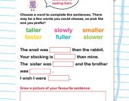 Comparative sentences worksheet