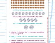 Fractions and money worksheet