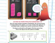 Non-verbal reasoning worksheet: 2D and 3D views practice