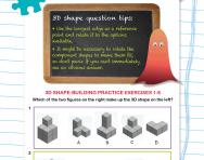 Non-verbal reasoning worksheet: 3D shape-building practice