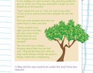 Reading comprehension: THE PLANE TREE