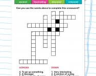 Spelling patterns crossword: words containing 'sc' pronounced /s/