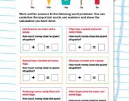 Using addition to solve money word problems worksheet