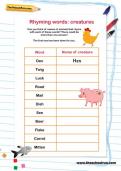 Rhyming words: creatures word puzzle Rhyming words: creatures word puzzle