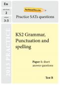 KS2 SATs Grammar, punctuation and spelling TheSchool Run practice paper B KS2 SATs Grammar, punctuation and spelling TheSchool Run practice paper B