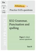 KS2 SATs Grammar, punctuation and spelling TheSchool Run practice paper D KS2 SATs Grammar, punctuation and spelling TheSchool Run practice paper D
