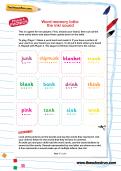 Word memory lotto: the /nk/ sound worksheet Word memory lotto: the /nk/ sound worksheet
