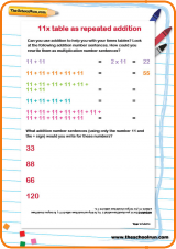 11 times table as repeated addition worksheet 11 times table as repeated addition worksheet