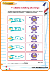 11 times table matching challenge worksheet 11 times table matching challenge worksheet