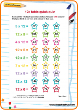 12 times table quick quiz worksheet 12 times table quick quiz worksheet
