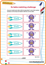 5 times table matching challenge worksheet 5 times table matching challenge worksheet