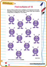 Find multiples of 12 worksheet Find multiples of 12 worksheet