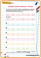 Jumbled number sentences division worksheet Jumbled number sentences division worksheet