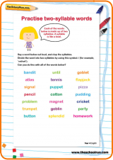 Practise two-syllable words worksheet Practise two-syllable words worksheet