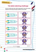 10 times table matching challenge worksheet