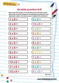 6 times table practice drill worksheet