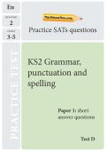 KS2 SATs Grammar, punctuation and spelling TheSchool Run practice paper D