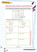Adding two-digit numbers using partitioning worksheet