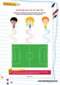 Counting up in 2s, 5s and 10s football worksheet