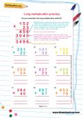 Long multiplication practice worksheet
