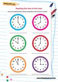 Reading time to the hour worksheet