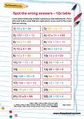 Spot the wrong answers: 12 times table worksheet