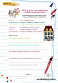 Writing your own sentences containing determiners worksheet