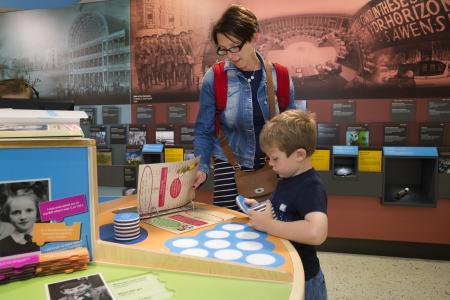 parent and child enjoying activities at the museum 