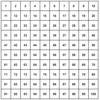 Blank 100 Square Chart