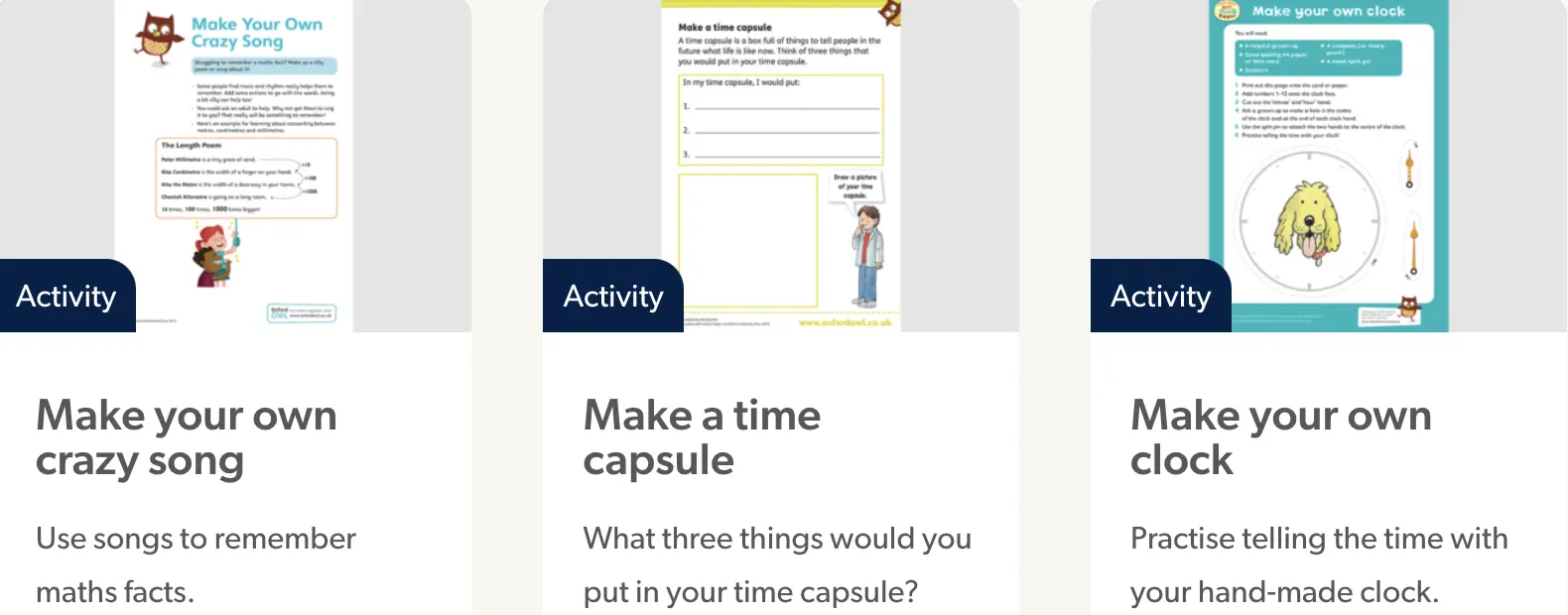 Oxford Owl activity selection