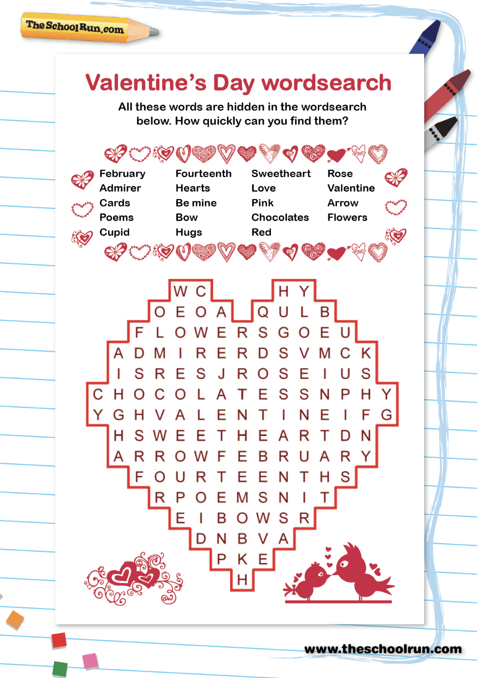 Valentines' wordsearch