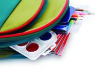 Art goodies in child's packpack Art goodies in child's backpack