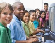 Class sat at computers Class sat at computers