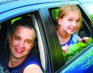 Dad and daughter in the car Dad and daughter in the car