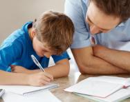 Father and son homework time Father and son homework time