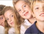 Line of smiling children Line of smiling children