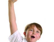 Little boy with hand up Little boy with hand up