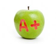 Apple with 'A+' written on it