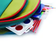 Art goodies in child's packpack Art goodies in child's backpack