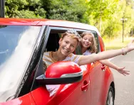 family having fun in car family having fun in car