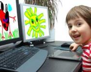 Boy playing on computer