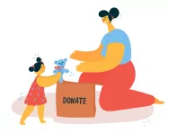 Children helping others with charity work