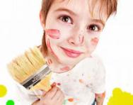 Child covered in paint