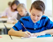 Child taking exam